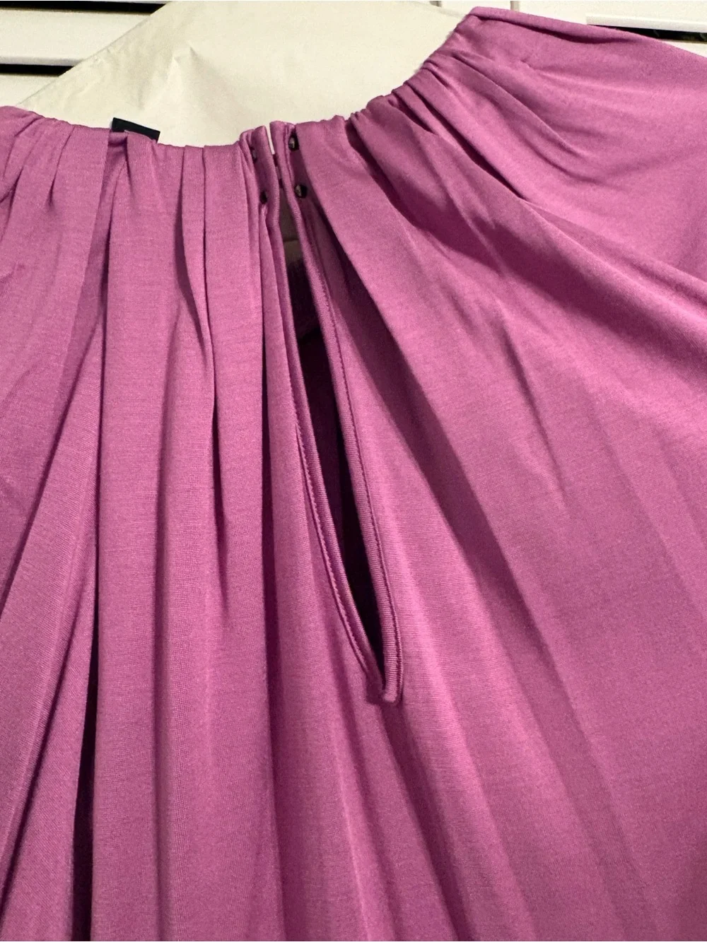 Banana Republic Mauve Gathered Neck Puff-Sleeve Top